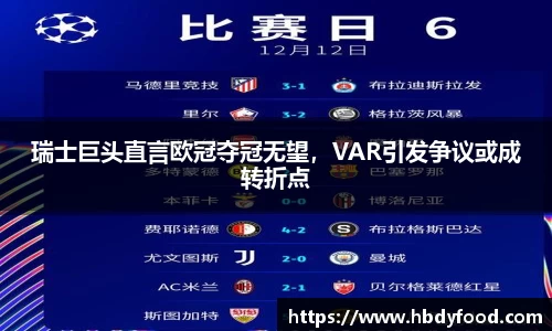 瑞士巨头直言欧冠夺冠无望，VAR引发争议或成转折点